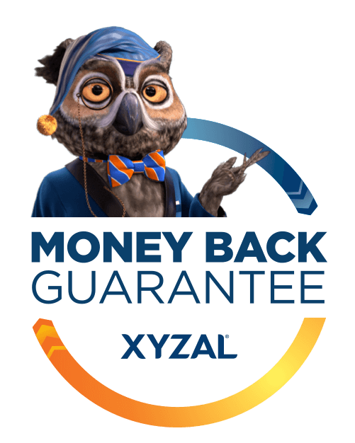 Xyzal Money Back Guarantee Seal with Nigel the Owl